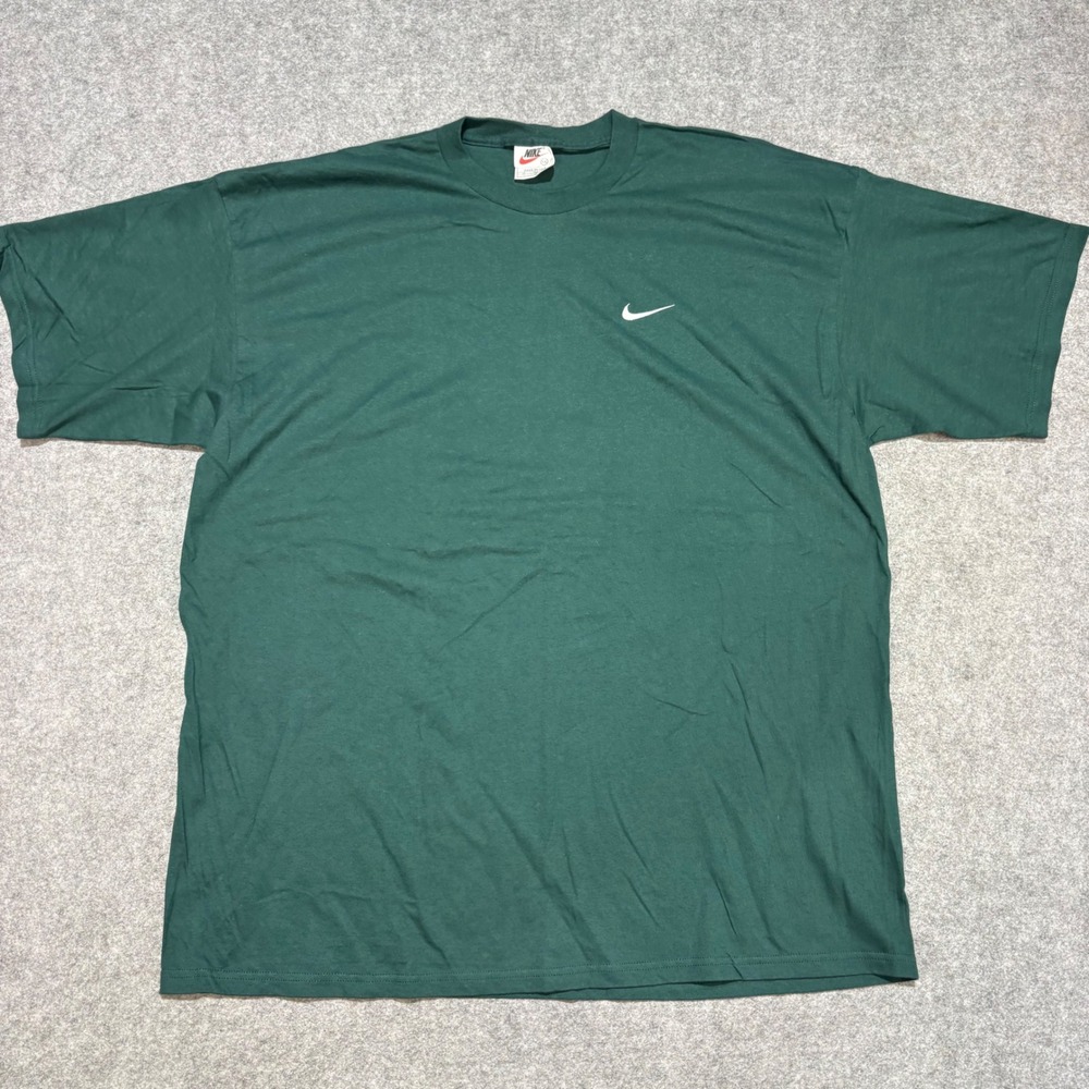 Vintage Nike T Shirt XXL Green Made in USA Embroidered Swoosh 90s Tee Mens
